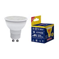 Лампа светодиодная LED-JCDR-7W/WW/GU10/NR Форма JCDR, матовая. Серия Norma. Теплый белый свет (3000K). Картон. ТМ Volpe