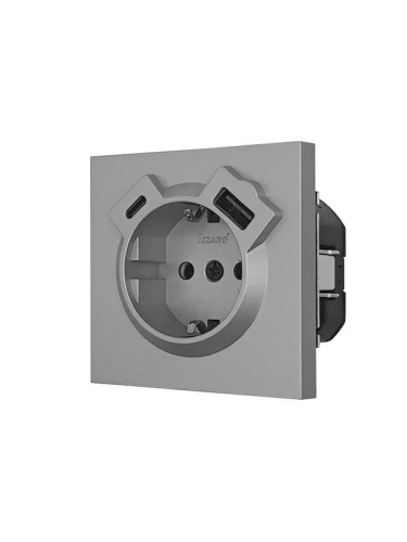 ZIMA Розетка с/з TC + USB разъем серый матовый LEZARD | код 704-7488-181TC | LEZARD фото 2 ZIMA Розетка с/з TC + USB разъем серый матовый LEZARD | код 704-7488-181TC | LEZARD фото 2