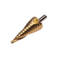 Сверло ступенчатое, 6-8-10-12-14-16-18-20-22-24-26-28-30мм, Р6М5, ТИТАН, трехгр.хвостовик KRANZ | код KR-12-6616 | KRANZ