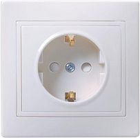 Розетка КВАРТА, скрытый монтаж, с заземлением, со шторками, белый | код. ERK11-K01-16-DM | IEK