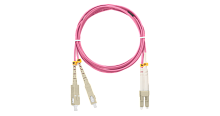Шнур NIKOMAX волоконно-оптический, переходной, многомодовый 50/125мкм, стандарта ОM4, SC/UPC-LC/UPC, двойной, LSZH нг(A)-HFLTx, 2мм, маджента, 1м | код NMF-PC2M4C2-SCU-LCU-001 | NIKOMAX