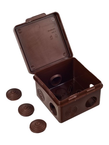 Коробка распределительная КМ 80х80х50мм для наружного монтажа с откидной крышкой IP54 7 вв. дуб | код UKO31-080-080-050-K24-54 | IEK фото 5 Коробка распределительная КМ 80х80х50мм для наружного монтажа с откидной крышкой IP54 7 вв. дуб | код UKO31-080-080-050-K24-54 | IEK фото 5