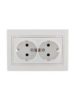 Розетка 2-м СП Мира 16А IP20 с заземл. с бел. вставкой керамика бел. LEZARD 701-0202-127