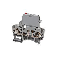 355 789, Клеммник пружинный с держ. предохр. (5х20, 5х25), откид.картридж, с индикацией 220VDC, на DIN-рейку, 4 мм.кв., (серый), YBK SLD 220VDC | код 0.0.0.3.55789 | KLEMSAN