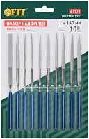 Надфили алмазные, ПВХ ручка, 3х140х50 мм, 10 шт | код 42171 | FIT