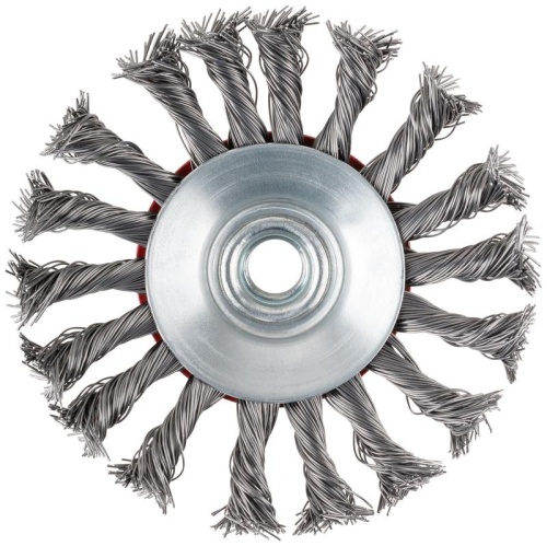 Корщетка-колесо с наклоном, гайка М14, стальная витая проволока 115 мм, блистер | код 39088 | FIT фото 6