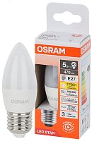 Лампа светодиодная LED Star Свеча 5Вт (замена 40Вт), 470Лм, 2700К, цоколь E27 OSRAM | код 4058075696860 | LEDVANCE