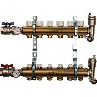 Коллектор распределительный из латуни без расходомеров 6 вых. | код SMB 0468 000006 | STOUT