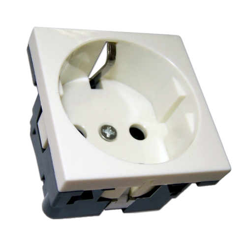 Розетка электрическая Mosaic 45x45, нем. ст., 2K+3, 16A, со шторками, белая | код NM-EL45x45-WH | NEWMAX