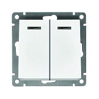 Выключатель 2-кл. СП Афина 10А IP20 с подсветкой механизм бел. | код A0123 | Universal