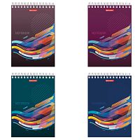 Блокнот А5 (146х206 мм), 60 л., гребень, картон, жесткая подложка, клетка, BRAUBERG, На волне успеха, 129813 | код 129813 | BRAUBERG