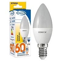 Лампа светодиодная ILED-SMD2835-C37-6-540-230-2.7-E14 C37 6Вт Свеча 2700К тепл. бел. Е14 230В IONICH 1630
