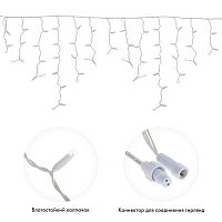 Гирлянда Айсикл 4,8х0,6 м, с эффектом мерцания, белый ПВХ, 176LED, тёплый белый, 230В | код 255-166 | Neon-Night