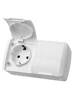 Розетка двойная 2П+3 открытой установки IP54 16А с крышкой белая Селигер TDM | код SQ1818-0014 | TDM