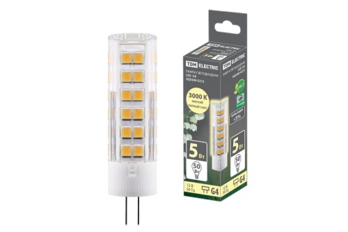 Лампа светодиодная G4-5 Вт-AC/DC 12 В-3000 К, SMD, 16x57 мм TDM | код SQ0340-0213 | TDM Лампа светодиодная G4-5 Вт-AC/DC 12 В-3000 К, SMD, 16x57 мм TDM | код SQ0340-0213 | TDM