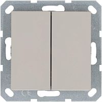 Выключатель двухклавишный 10A 250V~ с накладкой, цвет Тауп | код G3023T | Jasmart