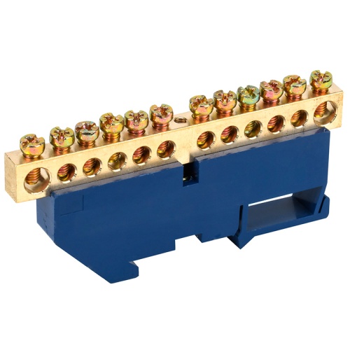 Шина N нулевая с синим изолятором на DIN-рейку 8x12 мм стойка бол. 12 групп REXANT | код 11-2349 | REXANT Шина N нулевая с синим изолятором на DIN-рейку 8x12 мм стойка бол. 12 групп REXANT | код 11-2349 | REXANT