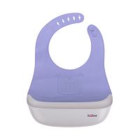 Фартук нагрудный для кормления с жестким карманом, синий с серым HALSA | код HLS-BI-102 | HALSA