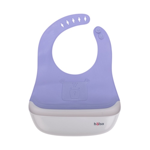 Фартук нагрудный для кормления с жестким карманом, синий с серым HALSA | код HLS-BI-102 | HALSA