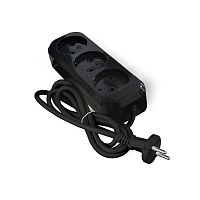 Удлинитель UNIVersal Е-203 ПВС 2*0,75 3гн. б/з 2м (еврослот) черный | код 2113 | Universal