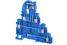 Клемма проходная винтовая 4 мм2, двухуровневая, под предохранитель, на 4 подключения, синяя TQF4-2T-BLUE | код 1203270001 | Elmex