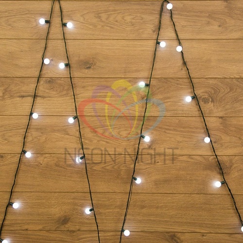 Гирлянда "Шарики" 5м d25мм 25LED бел. провод темно-зел. ПВХ без контроллера | код 303-555 | Neon-Night