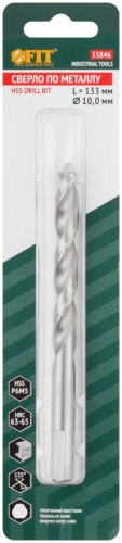 Сверло по металлу HSS полированное, центровочный наконечник, Р6М5, блистер 10,0х133 мм ( 1 шт.) | код 33846 | FIT фото 3