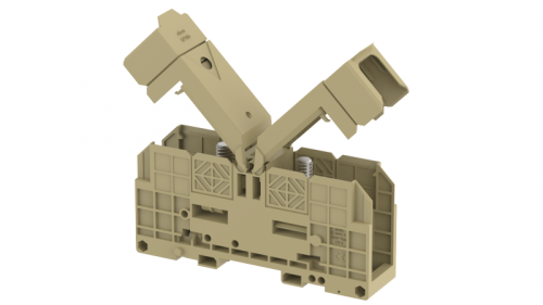 Клемма проходная болтовая 120 мм2, на высокие токи, на 2 подключения, с защитными крышками, хаки SPT120XL-KHAKHI | код 4312450006 | Elmex
