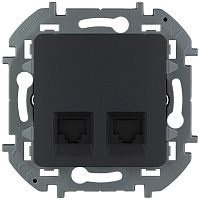 Механизм розетки компьютерной RJ45 2-м Inspiria CAT.6 UTP антрацит Leg | код 673843 | Inspiria(группа Legrand)