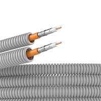 Электротруба ПВХ гибкая гофрированная д. 20 мм, цвет серый, с коаксиальным кабелем SAT нг(А)-HF, 50 м | код 9VE92050 | DKC