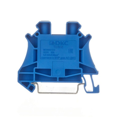 Клемма проходная винтовой зажим 2 точки подключения 10кв.мм син. | код TUR-10-BU | DKC Клемма проходная винтовой зажим 2 точки подключения 10кв.мм син. | код TUR-10-BU | DKC