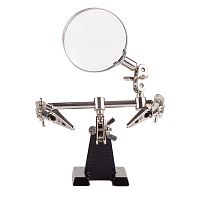 Держатель Третья рука REXANT, 2 зажима, чугун, лупа (3х) 60 мм | код 12-0251 | REXANT