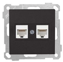 21 - Розетка 2хRJ-45 кат. 6 UTP, черный мат | код 2100-141-0184 | Mutlusan