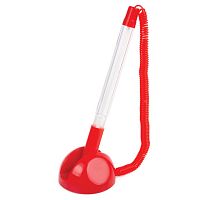 Ручка шариковая настольная BRAUBERG Стенд-Пен, СИНЯЯ, пружинка, корпус красный, линия письма 0,5 мм, 141349 | код 141349 | BRAUBERG