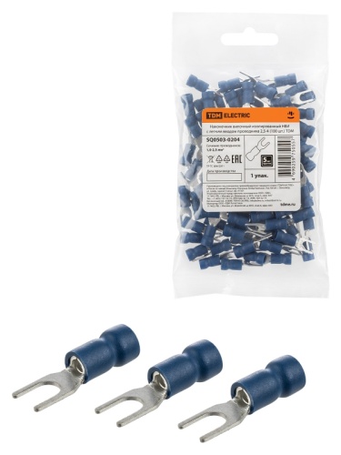 Наконечник вилочный изолированный НВИ с легким вводом проводника 2,5-4 (100 шт.) TDM | код SQ0503-0204 | TDM