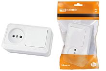 Блок комбинированный выкл. 1-кл. 10А + розетка 2П 10А 250В БКВР IP20 белый Ладога TDM | код SQ1801-0105 | TDM