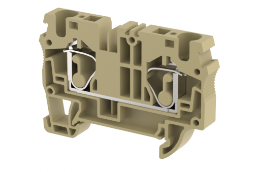 Клемма проходная пружинная 6 мм2, на 2 подключения, хаки SQ6-KHAKHI | код 2104010006 | Elmex