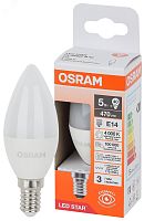 Лампа светодиодная LED Star Свеча 5Вт (замена 40Вт), 470Лм, 4000К, цоколь E14 OSRAM | код 4058075696082 | LEDVANCE