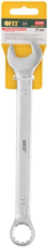 Ключ комбинированный усиленный ''Гранд'', CrV, холодный штамп 19 мм | код 63289 | FIT фото 3