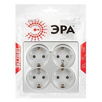 Розетка Эксперт 11-2211-03 четырехместная с заземлением 4х2P+E Schuko со шторками, IP20, 16A-250В, ОУ, алюминий | код Б0063022 | ЭРА