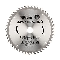 Диск пильный 250 мм х 48 зуб х 32/30 мм Kranz | код KR-92-0128 | KRANZ