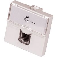 Вставка Mosaic 45x45, RJ-11, со шторкой и увеличенным окном маркировки, белая | код LAN-SIP-23TEL-WH | LANMASTER