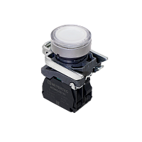 Кнопка белая с подсветкой, 1NO, 220V AC/DC, IP65, металл MTB4-BW31713 | код 137159 | MEYERTEC