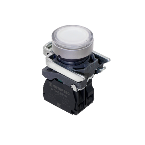Кнопка белая с подсветкой, 1NO, 220V AC/DC, IP65, металл MTB4-BW31713 | код 137159 | MEYERTEC Кнопка белая с подсветкой, 1NO, 220V AC/DC, IP65, металл MTB4-BW31713 | код 137159 | MEYERTEC