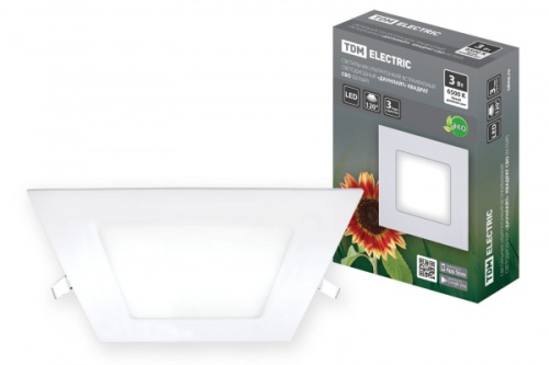 Светильник ультратонкий встраиваемый светодиодный Даунлайт квадрат СВО (белый) 3 Вт 6500К TDM | код SQ0329-0115 | TDM