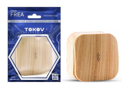 Переключатель 1-кл. ОП Frea 10А IP20 250В АБС-пластик сосна | код TKE-FR-P1-C25 | TOKOV ELECTRIC