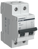 Авт. выкл. ВА47-29М 2P 2А 4,5кА B GENERICA | код MVA21-2-002-B-G | GENERICA by IEK