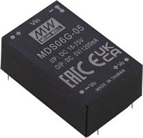 Источник питания DC-DC, 6Вт, вход 24,48В (18…75В) DC, потребление без/под нагр. 12мА/305мА, выход 12В/500мА, КПД 84%, ёмкостная нагр. макс. 120мкф, изоляция 6000В DC/4200В AC, в корпусе 31.8х20.3х12.2мм, -40…+90С | код MDS06G-12 | MeanWell