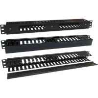 Кабельный органайзер 19 на 24 порта пластиковый, c крышкой, 1U | код TWT-ORG1U/24-CVP | TWT