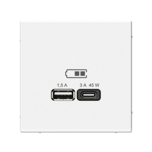 Розетка USB ArtGallery тип A+C 45Вт QC PD высокоскор. ЗУ механизм бел. | код GAL000129 | Systeme Electric Розетка USB ArtGallery тип A+C 45Вт QC PD высокоскор. ЗУ механизм бел. | код GAL000129 | Systeme Electric